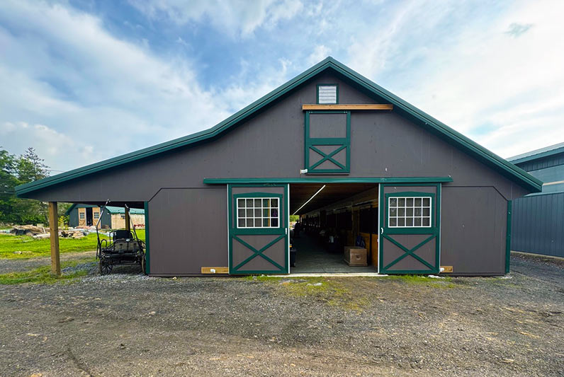 36' x 132' Barn with 15 Stalls, 8' x 132' Overhang,  Oxford, CT